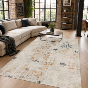 Tapis Ethnic Modern Polonezkoy — Navy & Gold