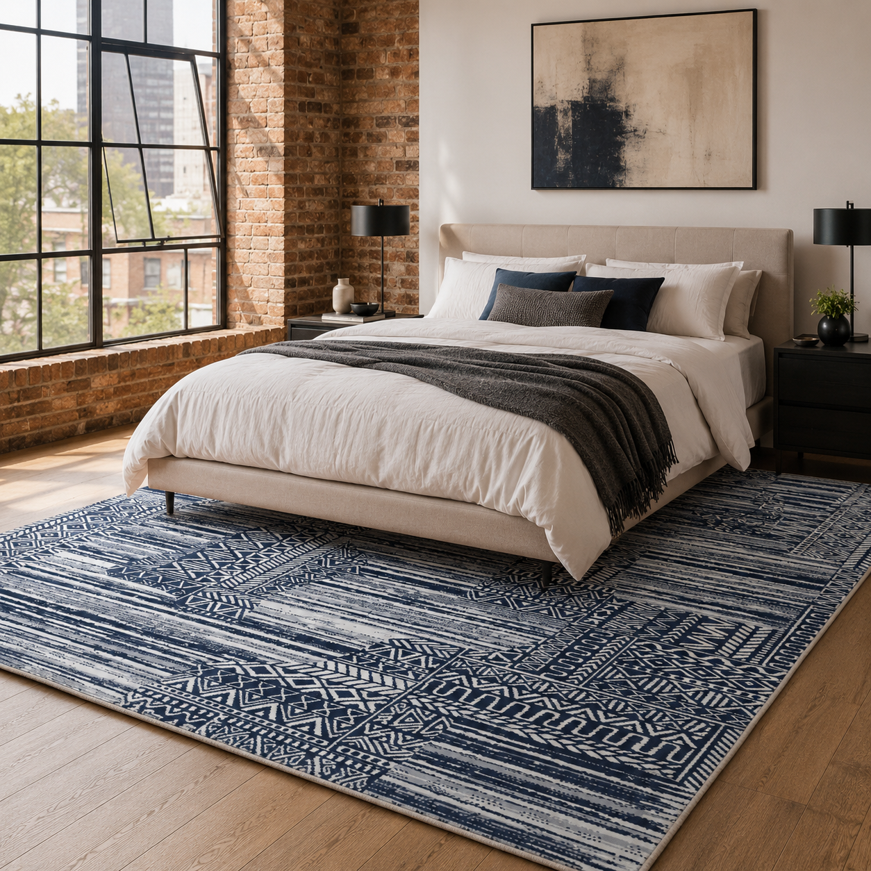 NH7120-459-01-01 Tapis Modern Ankara 3 — Navy