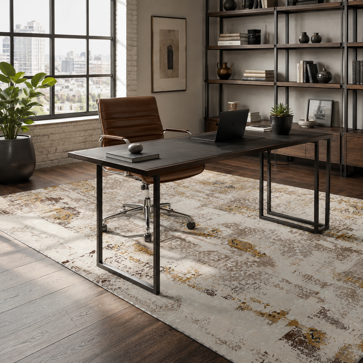 NH7121-488-01-03 Tapis Ethnic Vintage Van — Gold & Brown