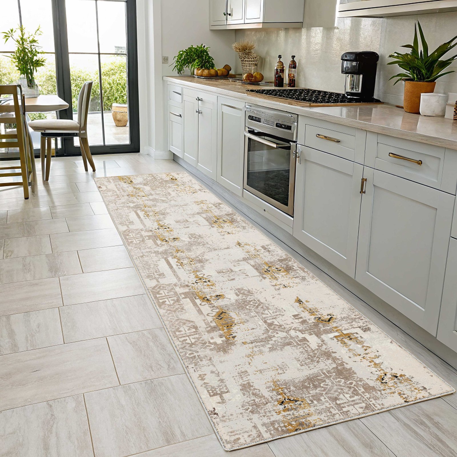 NH7121-488-01-04 Tapis Ethnic Vintage Van — Gold & Brown