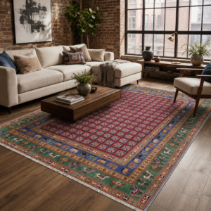 Tapis Classic Vintage Çatalhöyük — Burgundy & Navy