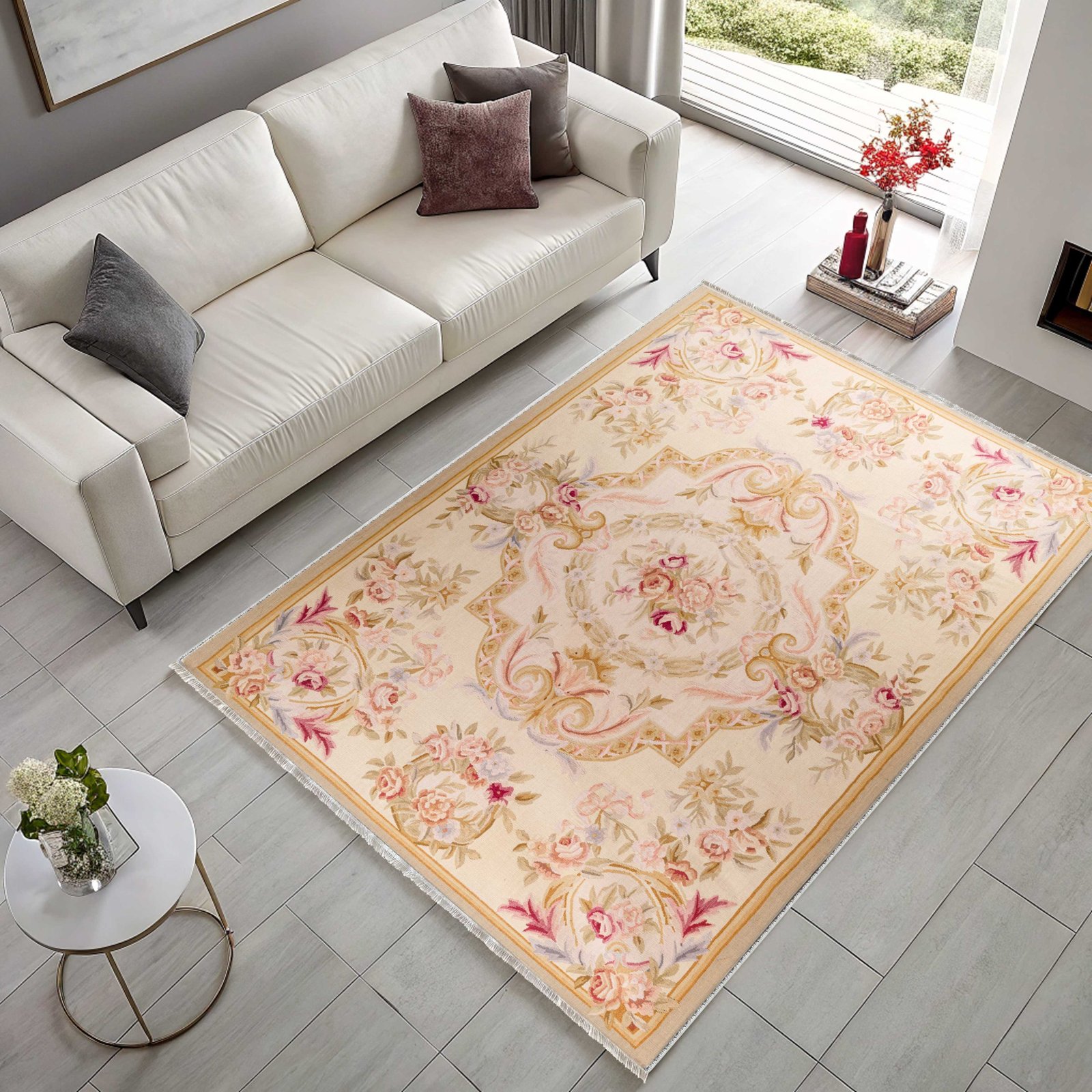 NH7142-3017-01-02 Tapis Ethnic Classic Vintage Xanthos 3 — White & Fuchsia