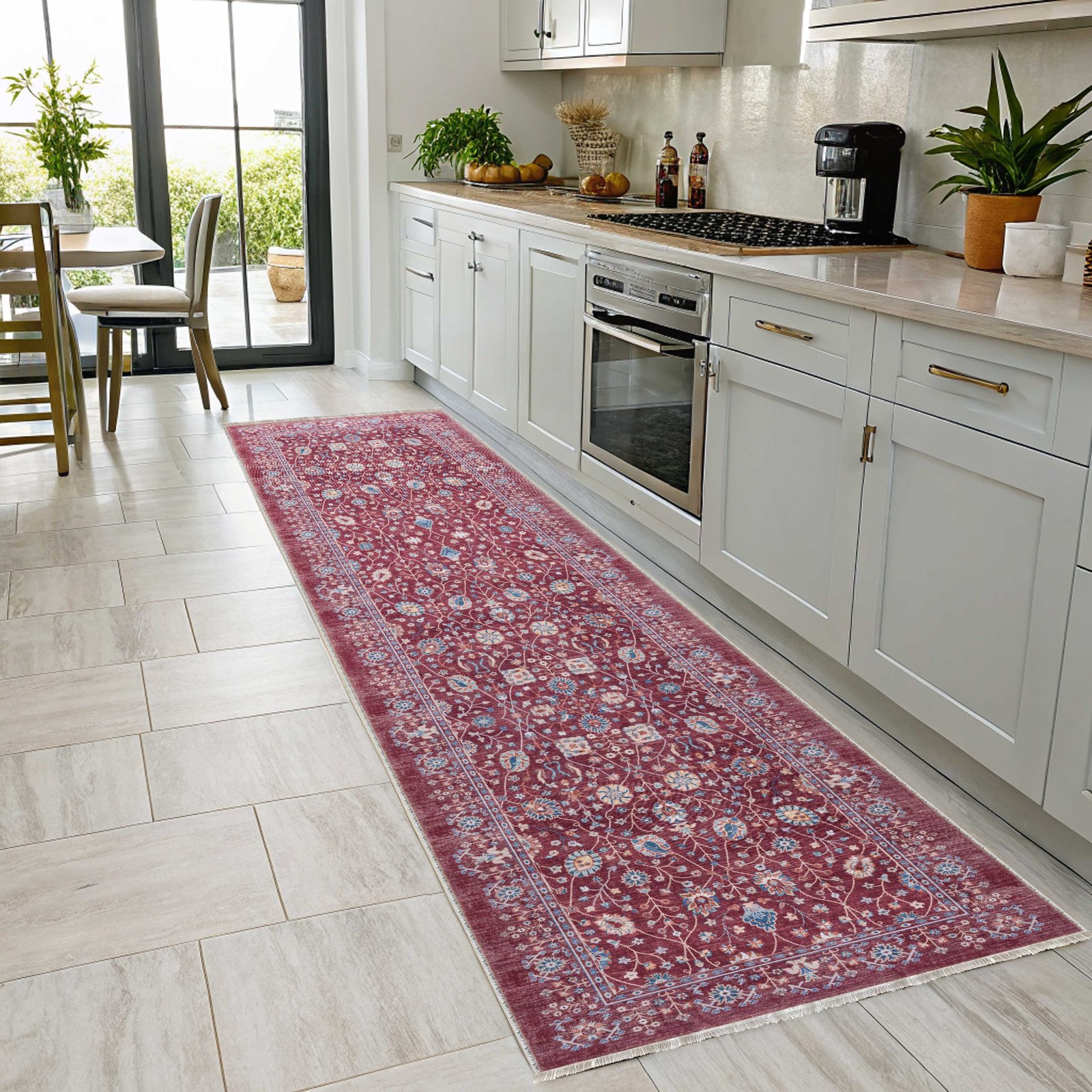 NH7146-3006-01-04 Tapis Ethnic Classic Vintage Side 3 — Burgundy & Fuchsia