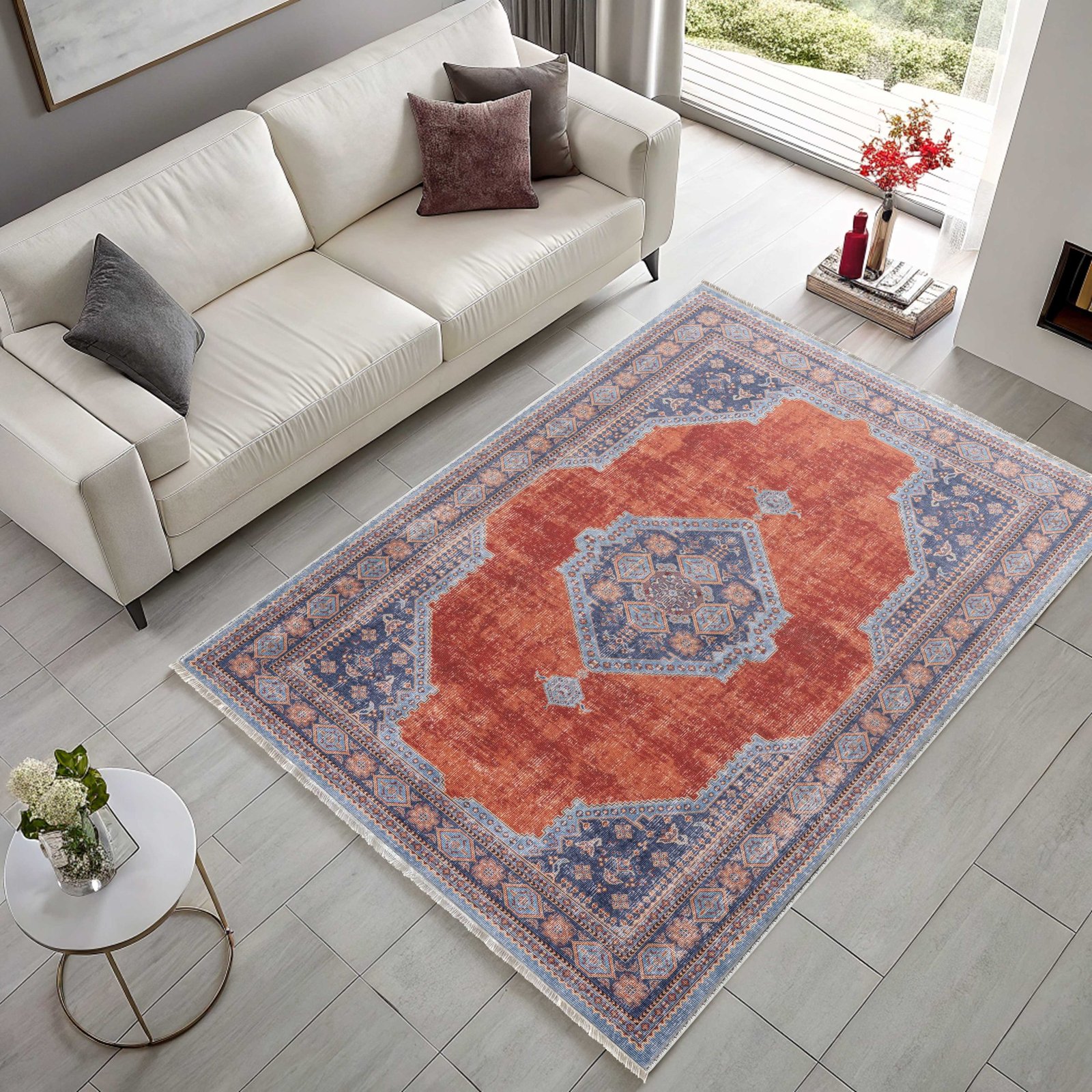 NH7149-3003-01-02 Tapis Ethnic Classic Vintage Zeugma 3 — Navy & Terracotta