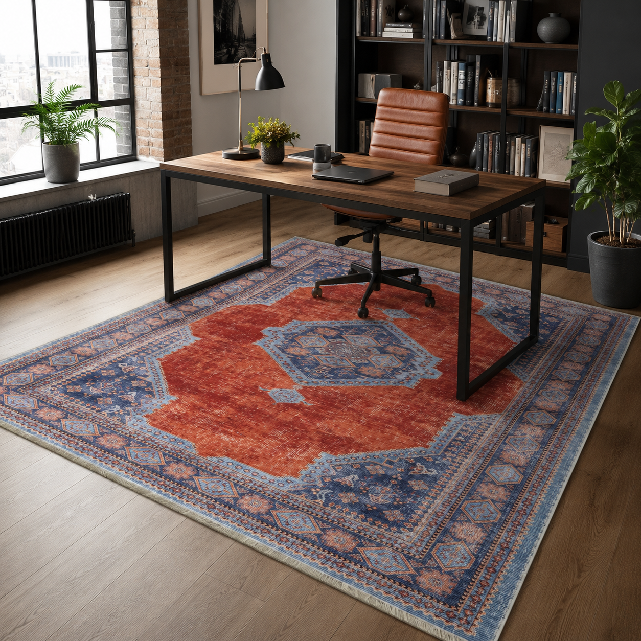 NH7149-3003-01-03 Tapis Ethnic Classic Vintage Zeugma 3 — Navy & Terracotta