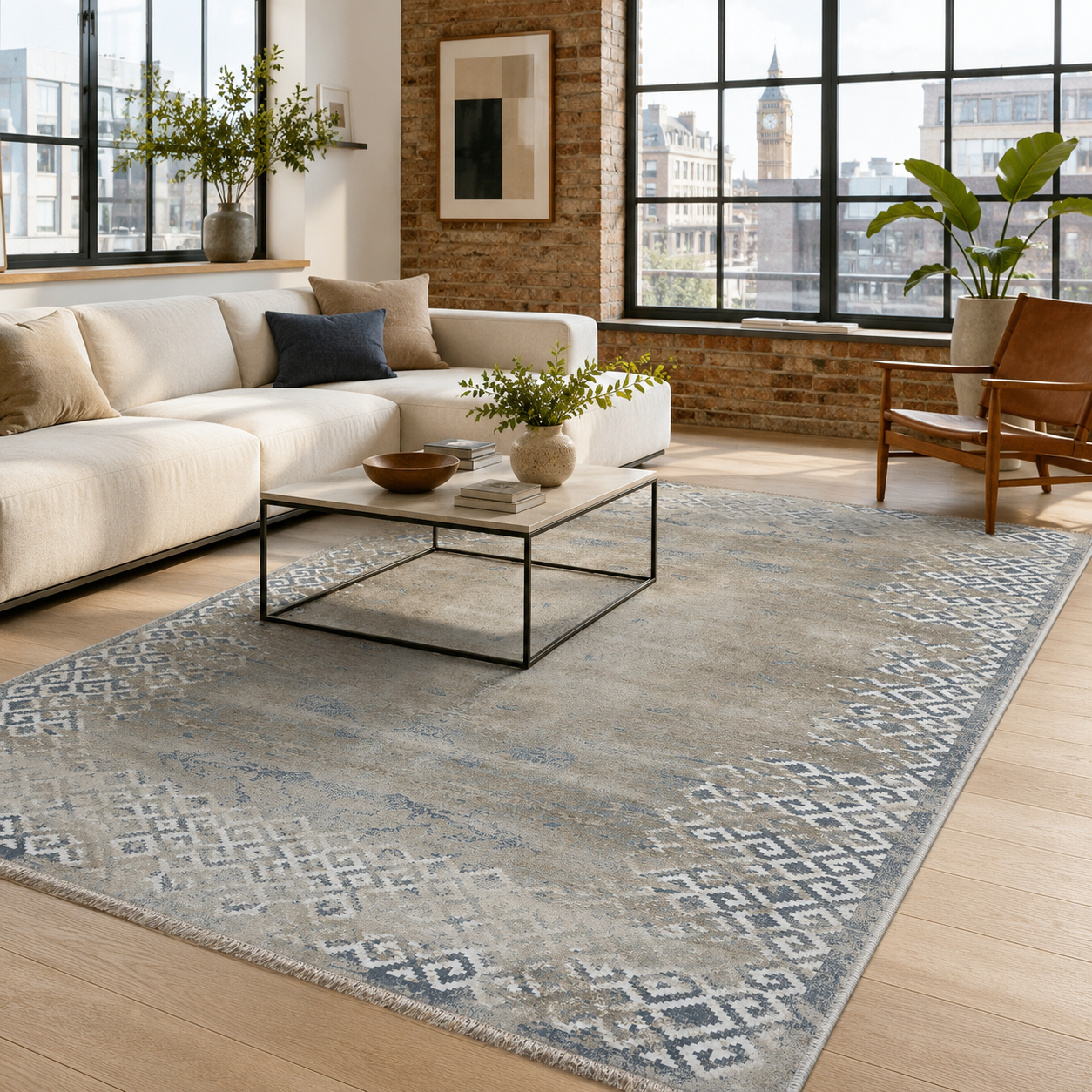 NH7160-2206-01 Tapis Geometric Modern Kitchen Op Art — Navy