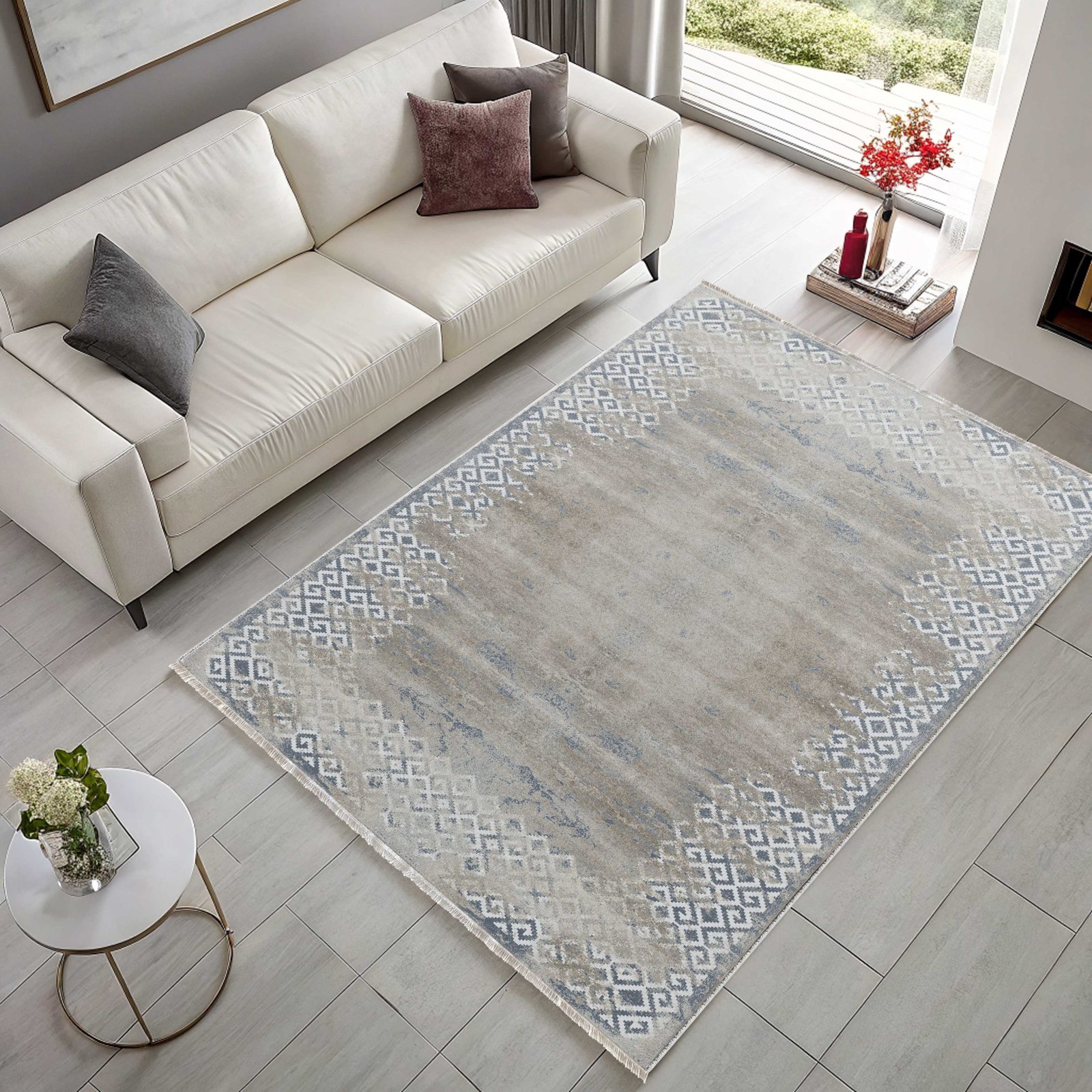 NH7160-2206-02 Tapis Geometric Modern Kitchen Op Art — Navy