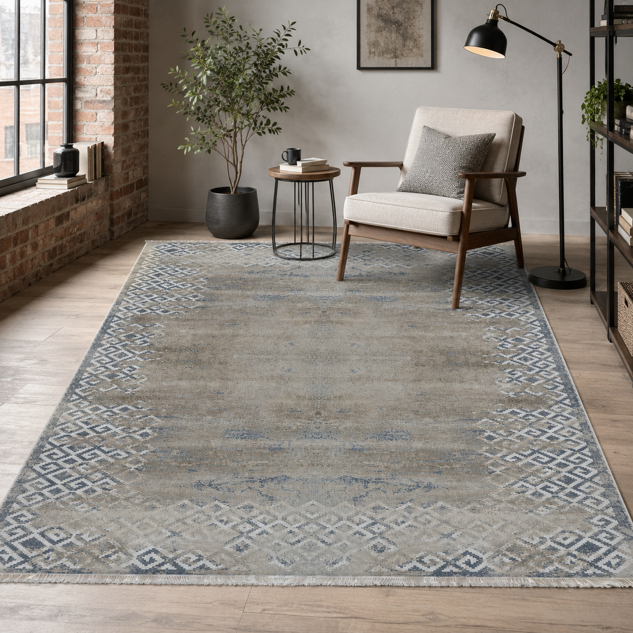 NH7160-2206-03 Tapis Geometric Modern Kitchen Op Art — Navy