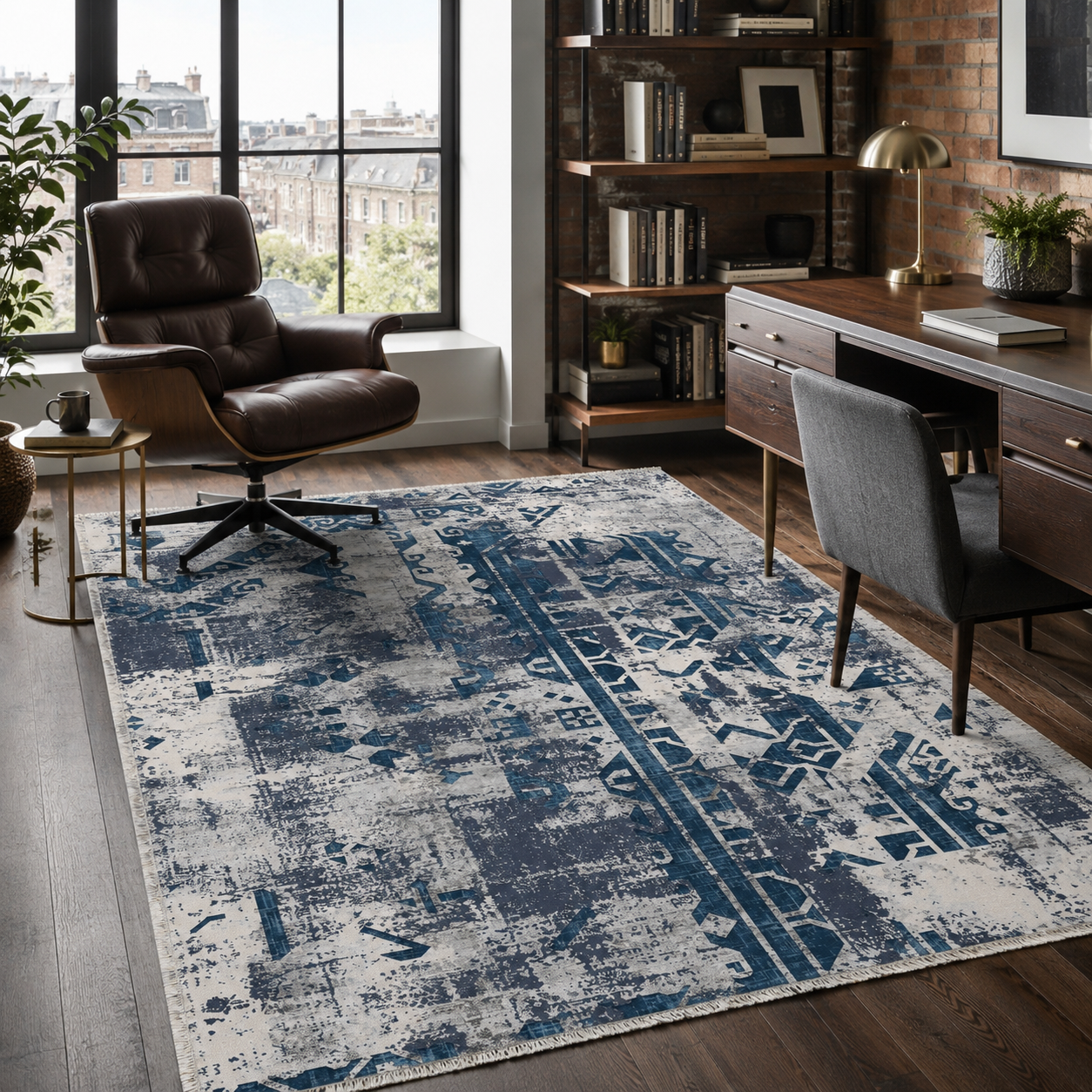 NH7164-493-03 Tapis Geometric Modern Kitchen Symétrie — Navy