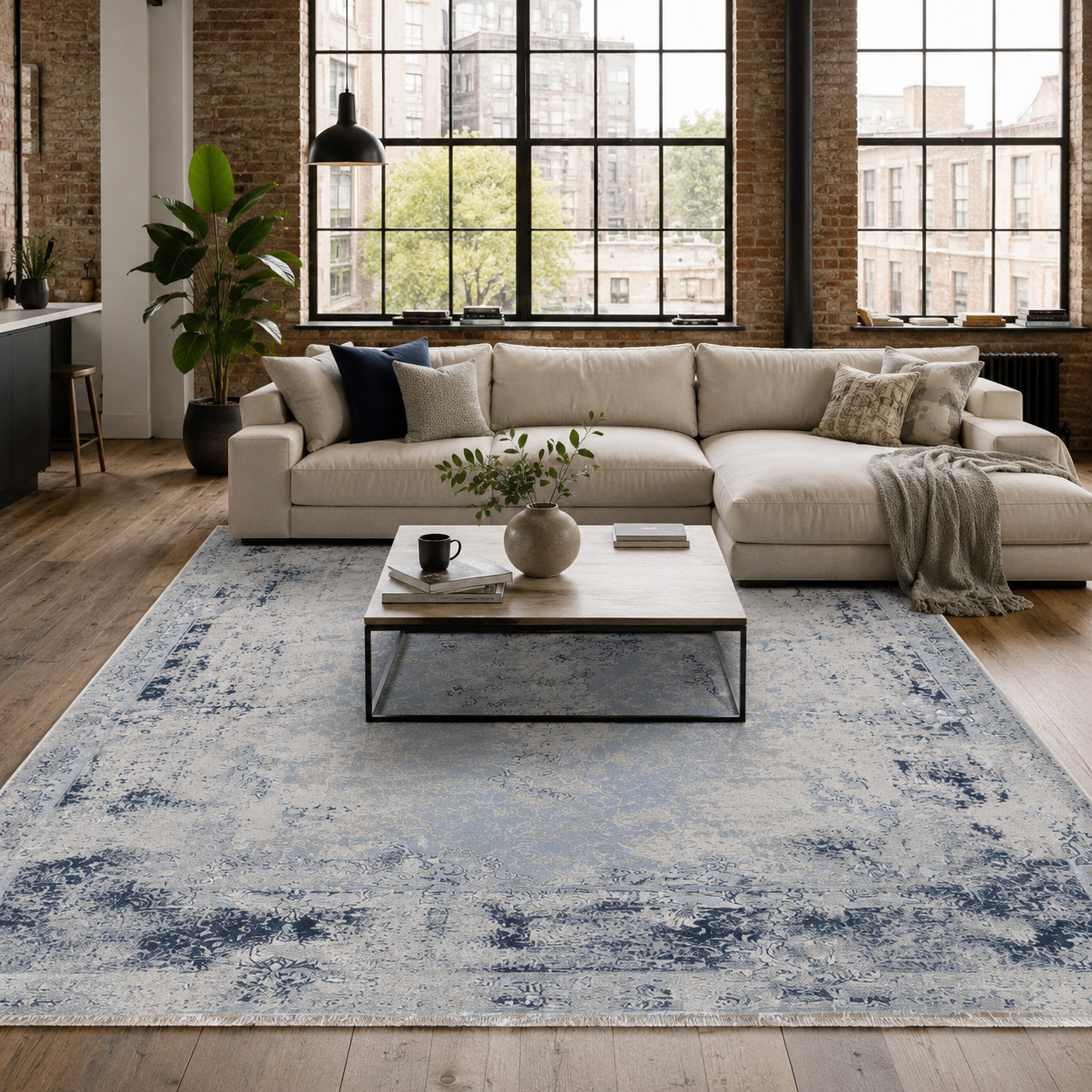 NH7166-485-02-01 Tapis Ethnic Classic Vintage Çatalhöyük 3 — Navy