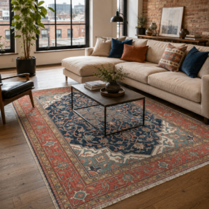 Tapis Ethnic Classic Vintage Anatolie 4 — Navy & Terracotta